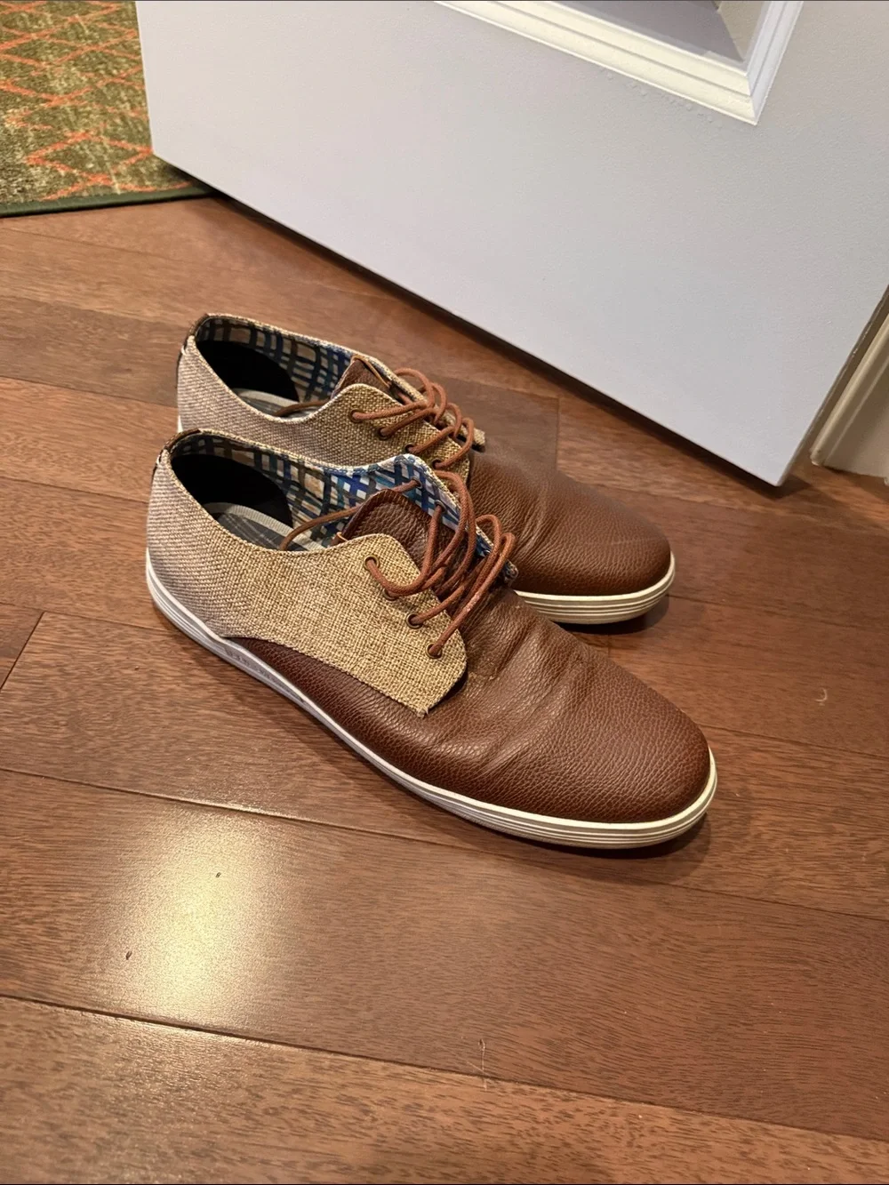 Ben Sherman Brown and Tan Mixed-Material Boat Shoes